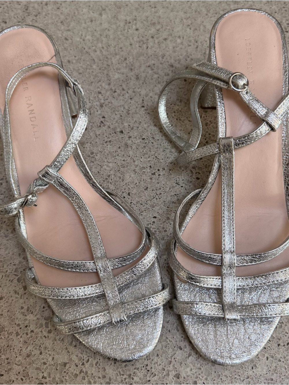 Loeffler Randall Metallic Silver Strappy Sandals